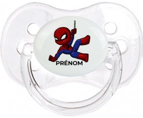 Spiderman kids design-1 avec prénom : Transparent classique Tétine embout cerise
