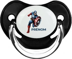 Captain America design-1 avec prénom : Noir classique Tétine embout physiologique
