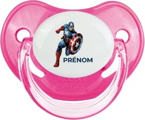 Captain America design-1 avec prénom : Rose classique Tétine embout physiologique