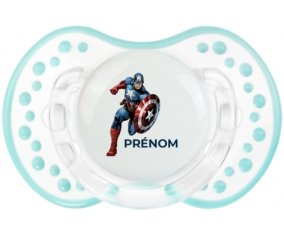 Captain America design-1 avec prénom : Retro-blanc-lagon classique Tétine embout Lovi Dynamic