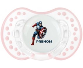 Captain America design-1 avec prénom : Retro-blanc-rose-tendre classique Tétine embout Lovi Dynamic