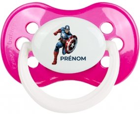 Captain America design-1 avec prénom : Rose foncé classique Tétine embout anatomique