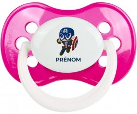 Captain America kids design-2 avec prénom : Rose foncé classique Tétine embout anatomique
