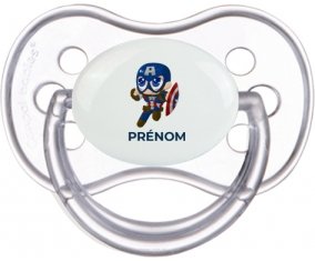 Captain America kids design-2 avec prénom : Transparente classique Tétine embout anatomique