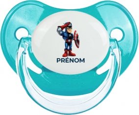 Captain America design-2 avec prénom : Bleue classique Tétine embout physiologique