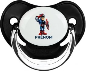 Captain America design-2 avec prénom : Noir classique Tétine embout physiologique