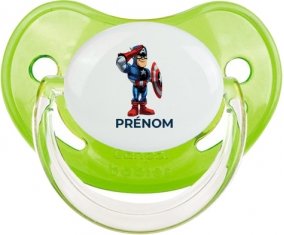 Captain America design-2 avec prénom : Vert classique Tétine embout physiologique