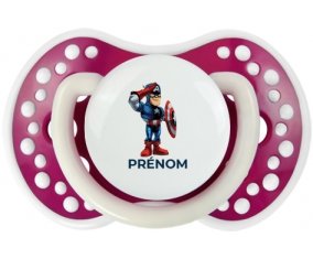 Captain America design-2 avec prénom : Fuchsia phosphorescente Tétine embout Lovi Dynamic
