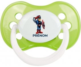 Captain America design-2 avec prénom : Vert classique Tétine embout anatomique