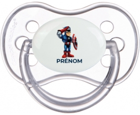 Captain America design-2 avec prénom : Transparente classique Tétine embout anatomique