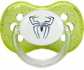 Spiderman araignée : Vert à paillette Tétine embout cerise