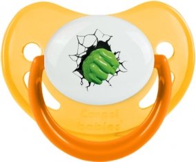 Poing Hulk casse le mur : Jaune phosphorescente Tétine embout physiologique