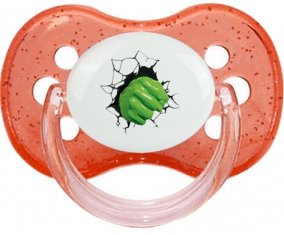Poing Hulk casse le mur : Rouge à paillette Tétine embout cerise