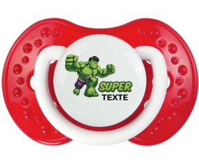 Super Hulk avec prénom : Blanc-rouge classique Tétine embout Lovi Dynamic