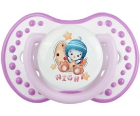 Animaux rigolos Pinguin Night : Blanc-mauve classique Tétine embout Lovi Dynamic