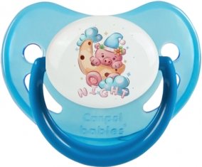 Animaux rigolos Cauchon Night : Bleue phosphorescente Tétine embout physiologique