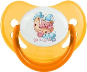 Animaux rigolos Cauchon Night : Jaune phosphorescente Tétine embout physiologique