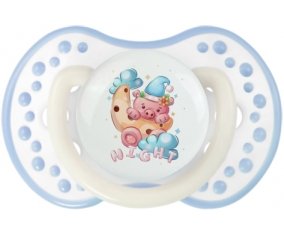 Animaux rigolos Cauchon Night : Blanc-cyan classique Tétine embout Lovi Dynamic