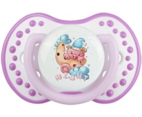 Animaux rigolos Cauchon Night : Blanc-mauve classique Tétine embout Lovi Dynamic
