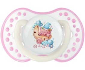 Animaux rigolos Cauchon Night : Blanc-rose phosphorescente Tétine embout Lovi Dynamic