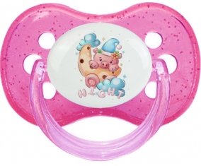 Animaux rigolos Cauchon Night : Rose à paillette Tétine embout cerise