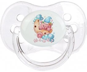 Animaux rigolos Cauchon Night : Transparent classique Tétine embout cerise