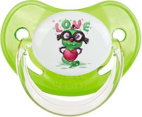 Animaux rigolos Love design-2 : Vert classique Tétine embout physiologique