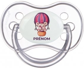 Animaux rigolos Ballon et ours avec prénom : Transparente classique Tétine embout anatomique