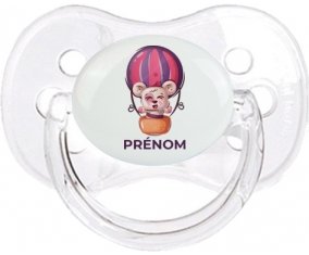Animaux rigolos Ballon et ours avec prénom : Transparent classique Tétine embout cerise