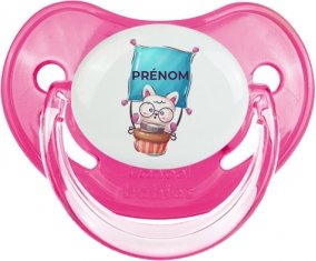 Animaux rigolos Chat avec prénom : Rose classique Tétine embout physiologique