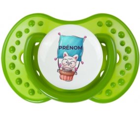 Animaux rigolos Chat avec prénom : Vert classique Tétine embout Lovi Dynamic