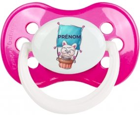 Animaux rigolos Chat avec prénom : Rose foncé classique Tétine embout anatomique