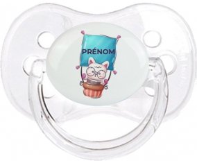 Animaux rigolos Chat avec prénom : Transparent classique Tétine embout cerise