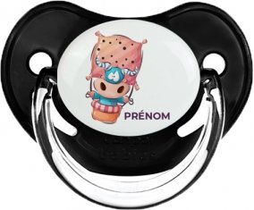 Animaux rigolos Taureau avec prénom : Noir classique Tétine embout physiologique