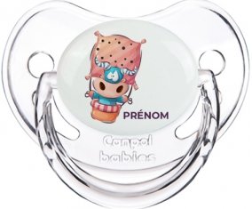 Animaux rigolos Taureau avec prénom : Transparent classique Tétine embout physiologique