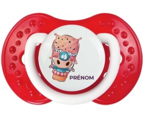 Animaux rigolos Taureau avec prénom : Blanc-rouge classique Tétine embout Lovi Dynamic