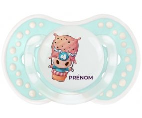 Animaux rigolos Taureau avec prénom : Retro-turquoise-lagon classique Tétine embout Lovi Dynamic