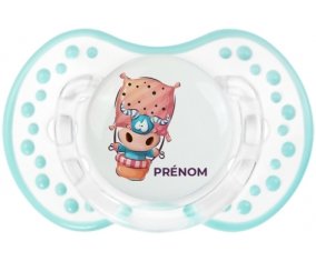 Animaux rigolos Taureau avec prénom : Retro-blanc-lagon classique Tétine embout Lovi Dynamic