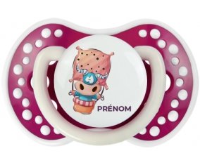 Animaux rigolos Taureau avec prénom : Fuchsia phosphorescente Tétine embout Lovi Dynamic