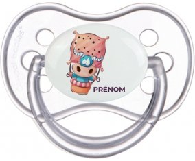 Animaux rigolos Taureau avec prénom : Transparente classique Tétine embout anatomique