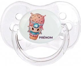 Animaux rigolos Taureau avec prénom : Transparent classique Tétine embout cerise