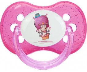 Animaux rigolos Vache : Rose à paillette Tétine embout cerise