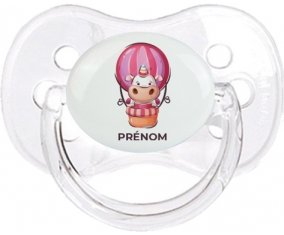 Animaux rigolos Vache avec prénom : Transparent classique Tétine embout cerise