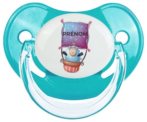 Animaux rigolos Mouton avec prénom : Bleue classique Tétine embout physiologique