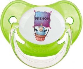 Animaux rigolos Mouton avec prénom : Vert classique Tétine embout physiologique