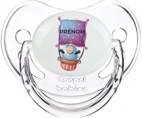 Animaux rigolos Mouton avec prénom : Transparent classique Tétine embout physiologique