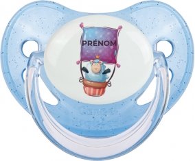 Animaux rigolos Mouton avec prénom : Bleue à paillette Tétine embout physiologique