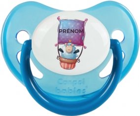 Animaux rigolos Mouton avec prénom : Bleue phosphorescente Tétine embout physiologique