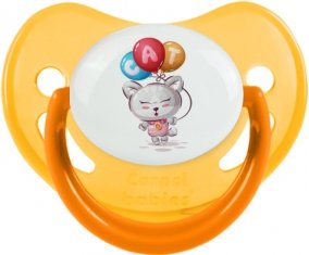 Animaux rigolos Cat design-2 : Jaune phosphorescente Tétine embout physiologique