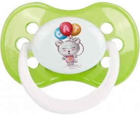 Animaux rigolos Cat design-2 : Vert classique Tétine embout anatomique